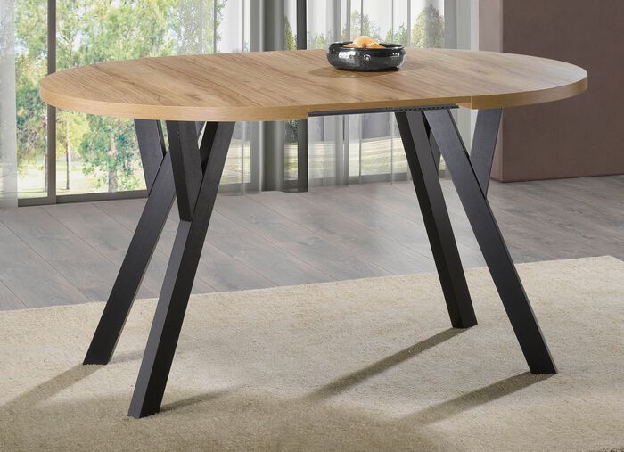 Esstisch mit Auszug auf massiven Buchenholzf&uuml;&szlig;en 