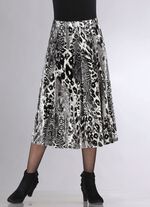 Bahnenrock mit farbbrillantem Inkjet-Druck SCHWARZ-SILBERGRAU-ECRU
