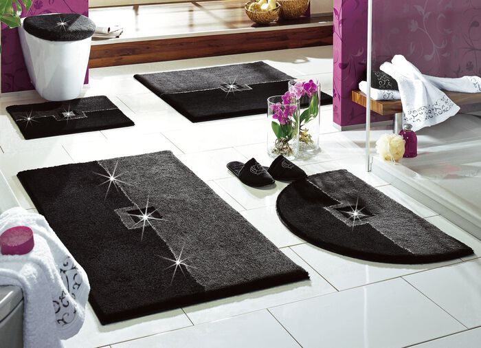 Seidenweiche Badgarnitur mit funkelnden Kristallen SCHWARZ