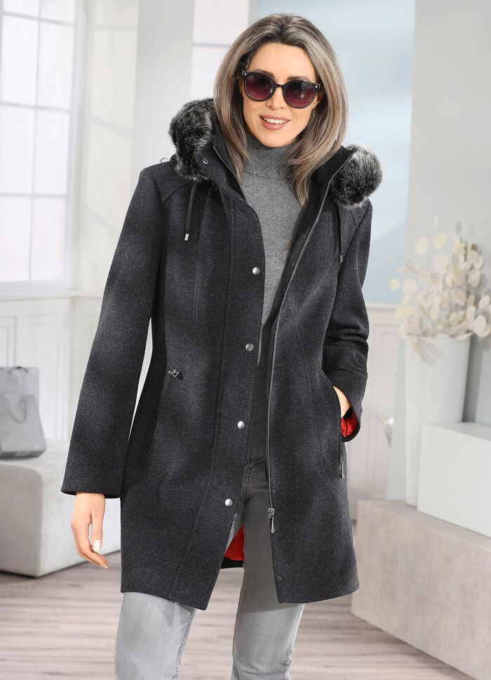 Longjacke mit abnehmbarer Kapuze 