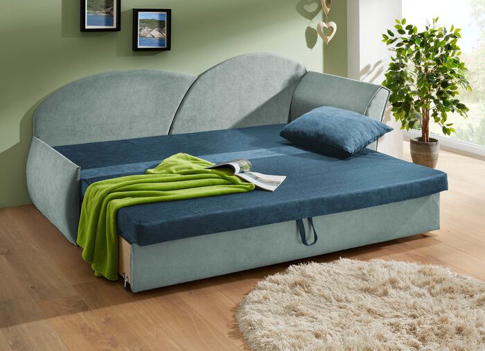 Schlafsofa mit Bettkasten und 1 Dekokissen 