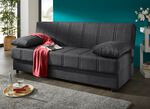 Frei im Raum aufstellbares Schlafsofa mit Dekokissen und Bettkasten ANTHRAZIT
