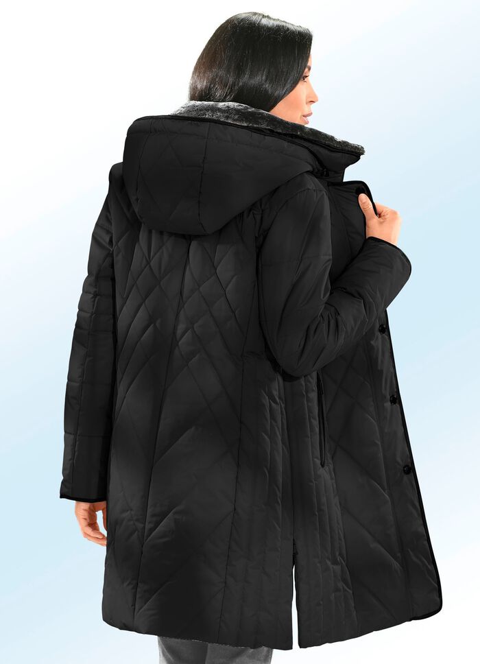 Funktions-Kurzmantel kontrastfarbenen Nappaleder-Imitatpaspeln 