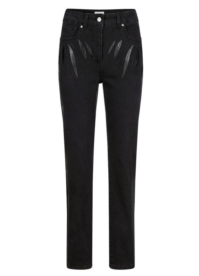 Jeans mit tollen Applikationen und Glitzersteinchen 
