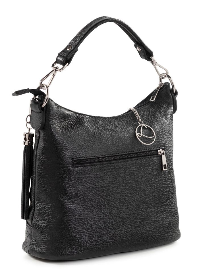 Laurina Kalbleder-Tasche mit reptilgepr&auml;gtem Besatz 