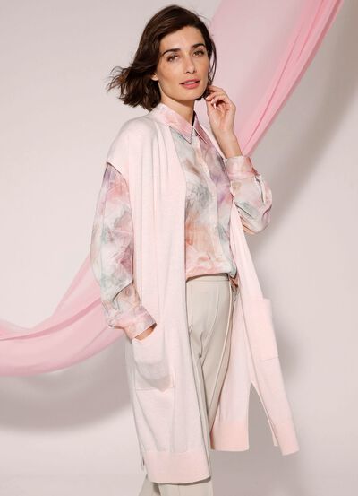 Long-Strickweste mit Kaschmir 