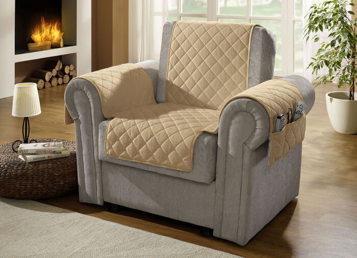 Sessel-,Couch- und Armlehnenschoner aus Schafschurwolle NATUR