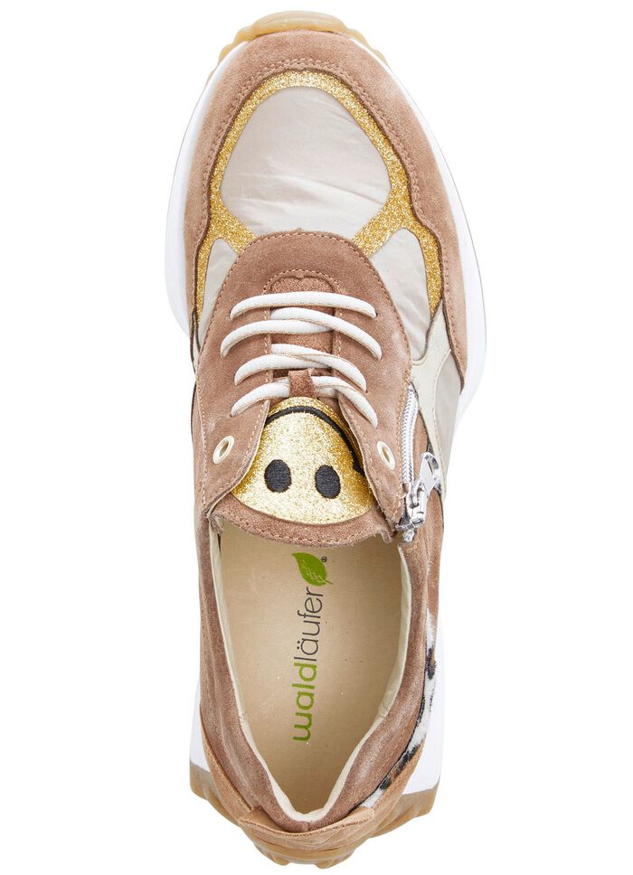 Waldl&auml;ufer Sneaker mit frecher Glitzer-Applikation TAUPE-GOLD