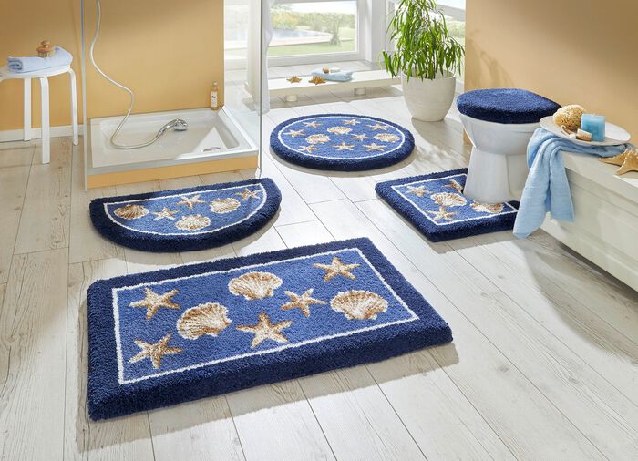 Badgarnitur von Grund mit rutschhemmender R&uuml;ckseite BLAU