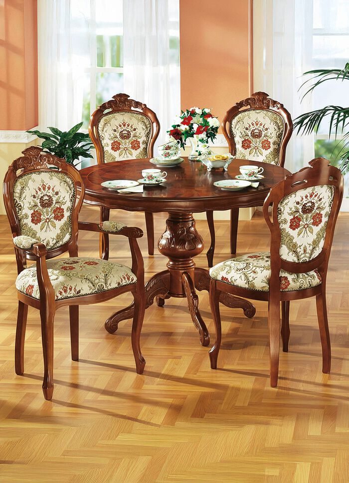 Esszimmer-St&uuml;hle oder Sessel in Nussbaum BEIGE GEMUSTERT