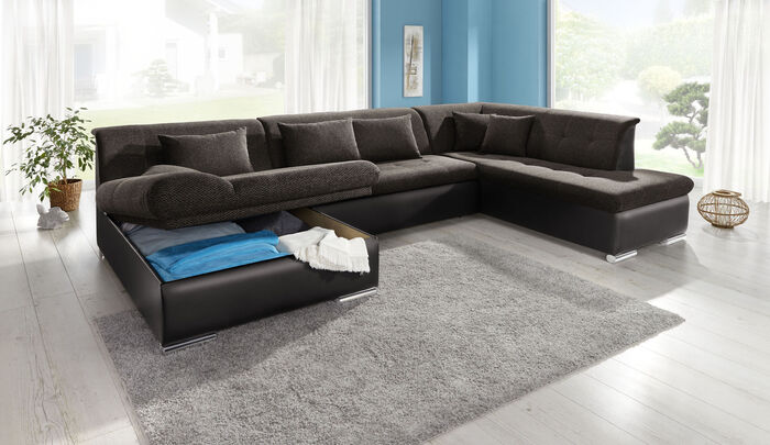 Wohnlandschaft mit Bettfunktion BRAUN-BRAUN