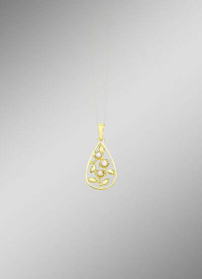 Eleganter Anhänger im Blumendesign mit Süßwasser-Zuchtperlen 