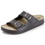 Mubb, bequeme Herren-Pantoletten, Weite H, aus Leder SCHWARZ