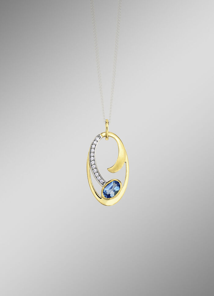 Anhänger mit Blautopas und Zirkonia 