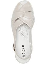 ELENA EDEN, elegante Damen-Sandalen, Weite G, aus Leder PERLWEISS