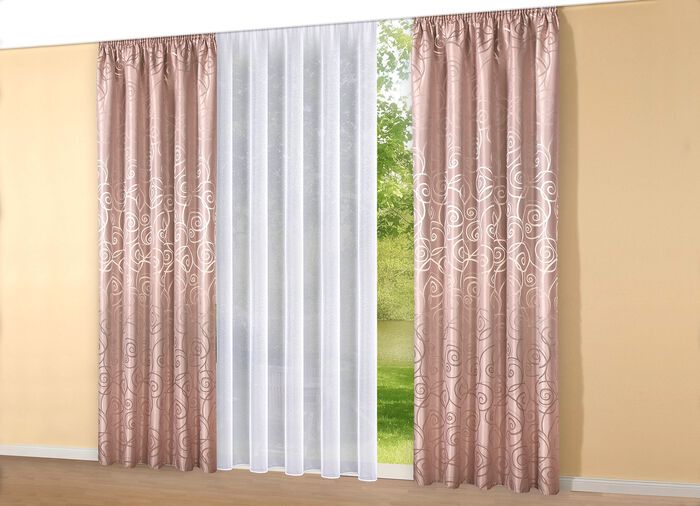 Leicht transparenter Store mit Automatikfaltenband 