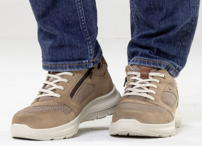 Sportliche Herren-Schnürschuhe, Weite H, mit herausnehmbarem Fußbett BEIGE