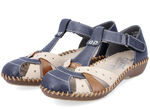 Rieker, leichte Damen-Sandalen, Weite G, mit Klettverschluss MARINE-BEIGE-COGNAC