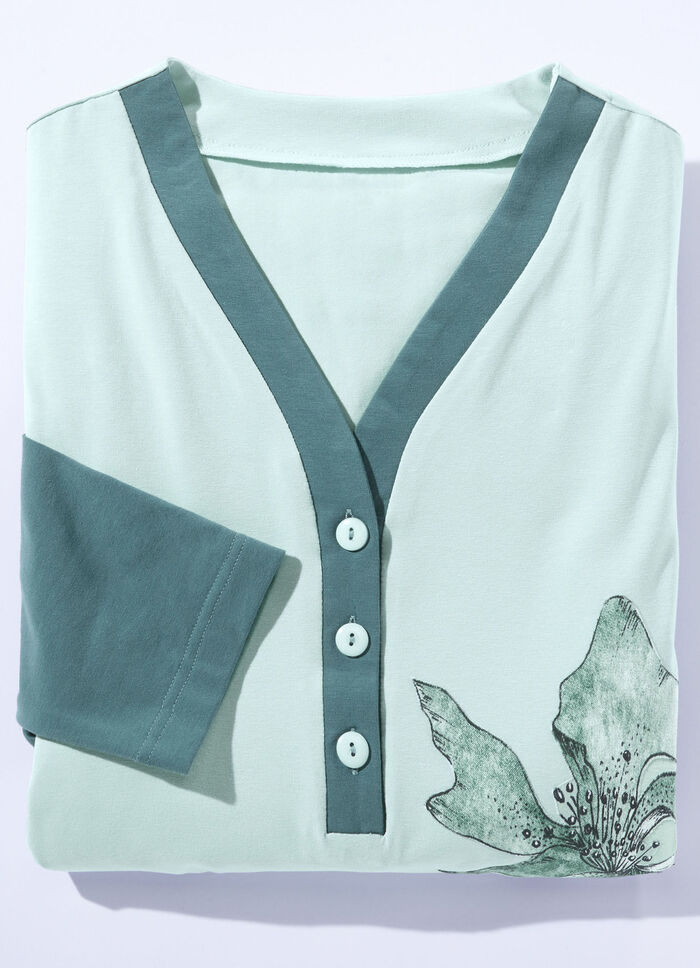 Zweierpack Nachthemden mit Knopfleiste und platziertem Druck 