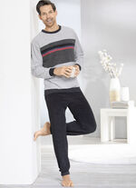 Schlafanzug aus Frottierstretch mit B&uuml;ndchenabschl&uuml;ssen  