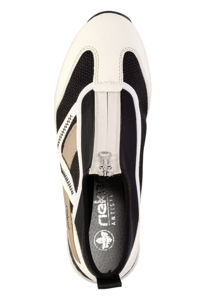 Rieker, stylische Damen-Boots, Weite G, mit herausnehmbarem Fußbett CREME-SCHWARZ-BRAUN