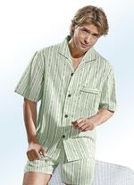 Shorty, leger geschnitten und durchgekn&ouml;pft, aus Webware LINDGR&Uuml;N-BUNT