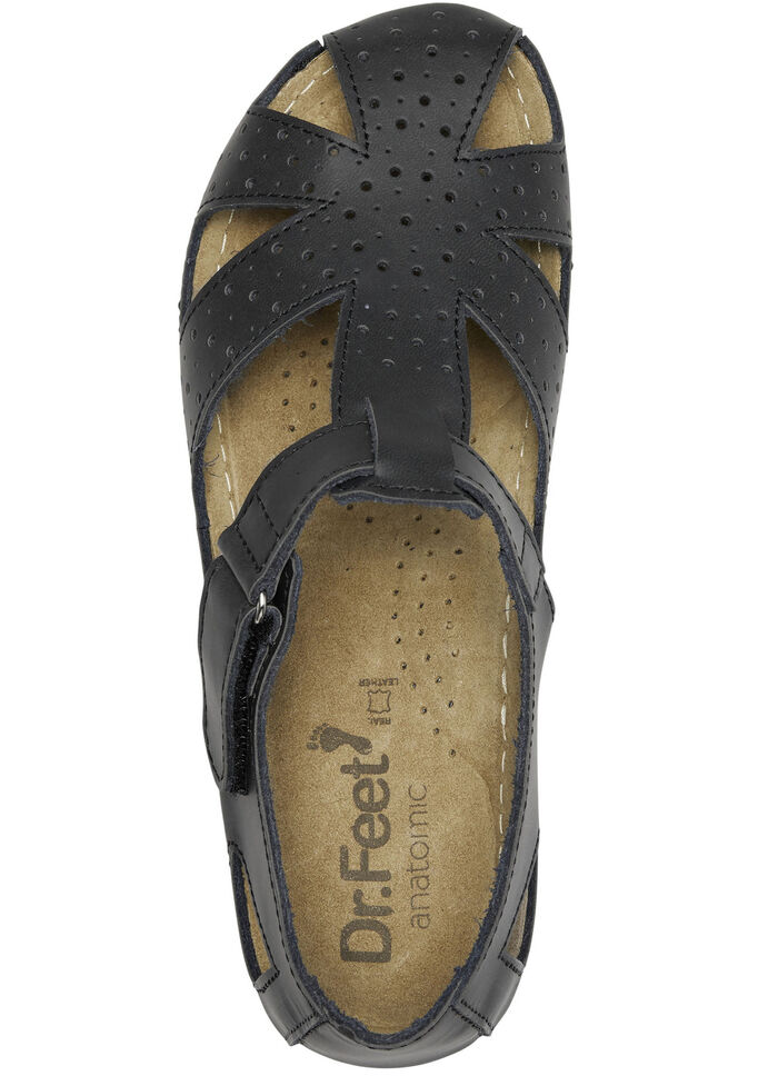 ELENA EDEN, klassische Damen-Sandalen, Weite H, mit Klettverschluss SCHWARZ