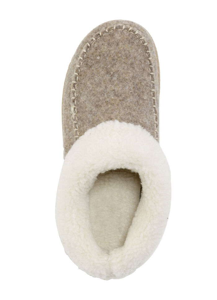 Laurina Hausschuh mit kuscheligem Plüschkragen TAUPE