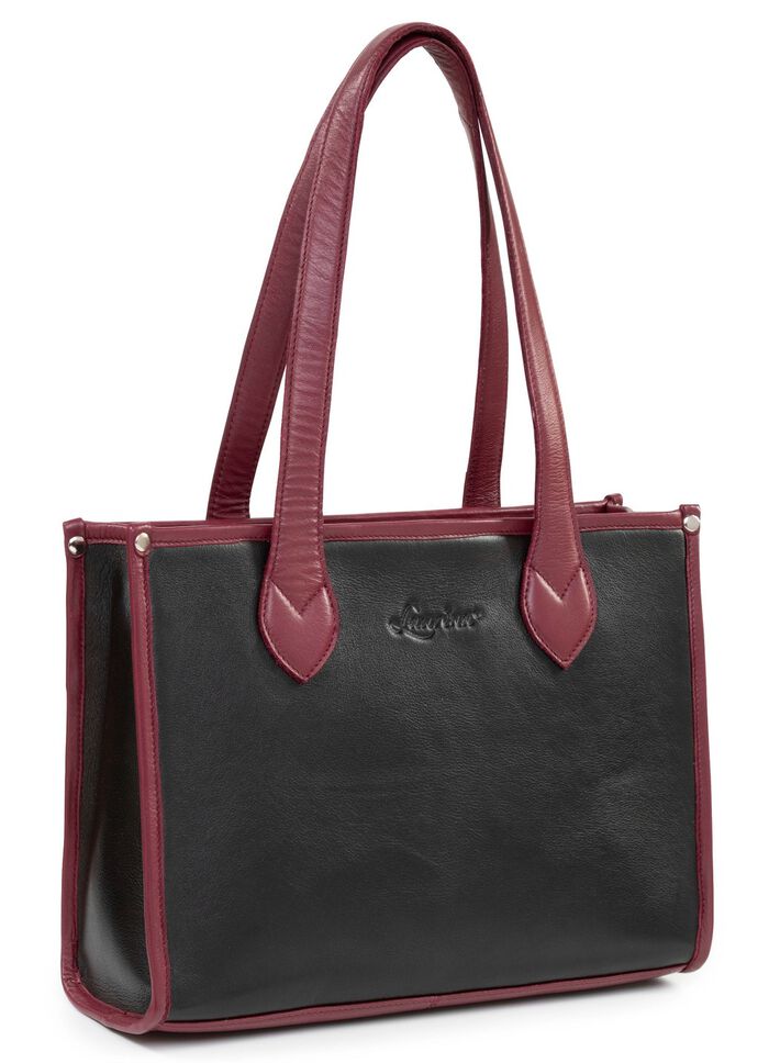 Laurina, Tasche, Damen, aus Leder SCHWARZ-BORDEAUX
