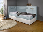 Boxspringbett mit integrierter LED-Beleuchtung WEISS-HELLBLAU