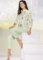 Zweierpack Schlafanz&uuml;ge, Langarm mit Knopfleiste und B&uuml;ndchen ROS&Eacute;/GR&Uuml;N