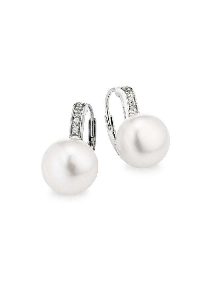 Ohrringe mit Süßwasser-Zuchtperlen und Diamanten 