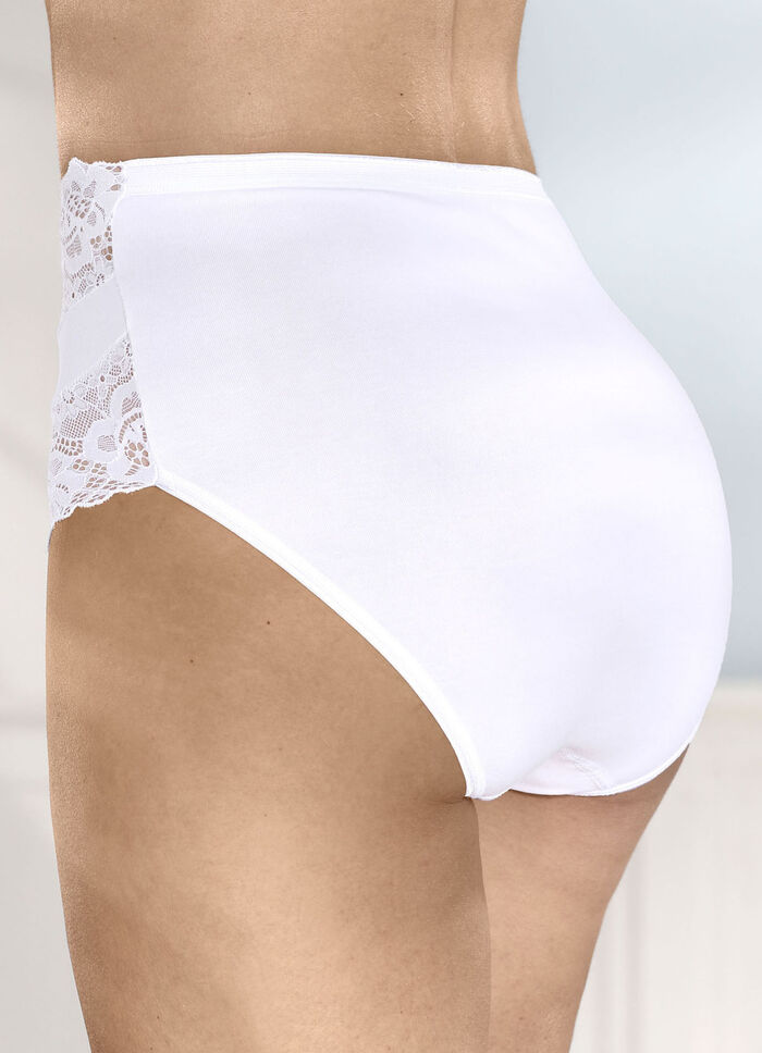 Laurina Viererpack Slips mit hübscher Elastikspitze 