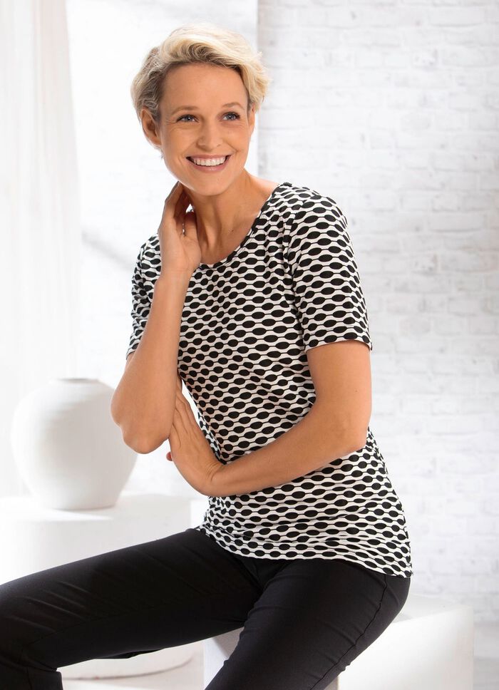 Shirt mit interessanter zweifarbiger Struktur in 2 Farben SCHWARZ-WEISS