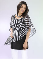 Doppellagiges Shirt mit Chiffon-Überwurf 