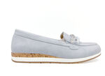 Bequemer Slipper in  Veloursleder-Optik BLAUGRAU