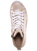 Gemini Schn&uuml;r-Booties aus gepr&auml;gtem Rindleder mit Metallic-Schimmer MATTGOLD