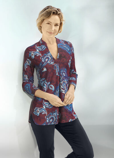 Shirt-Tunika mit Stehkragen 