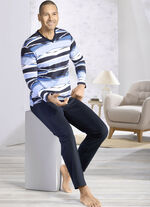 Schlafanzug mit V-Ausschnitt und offenen Abschlüssen 