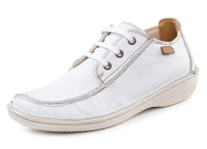 ELENA EDEN Schn&uuml;rschuh aus Nappaleder mit Knitter-Struktur WEISS