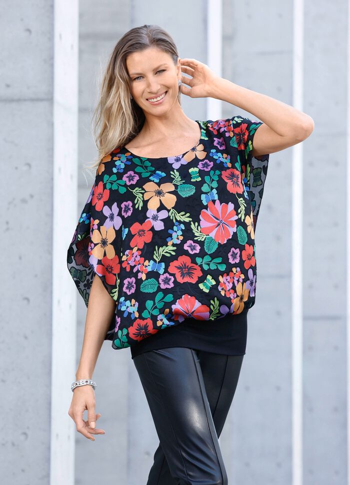Poncho-Tunika mit eingearbeitetem Top 