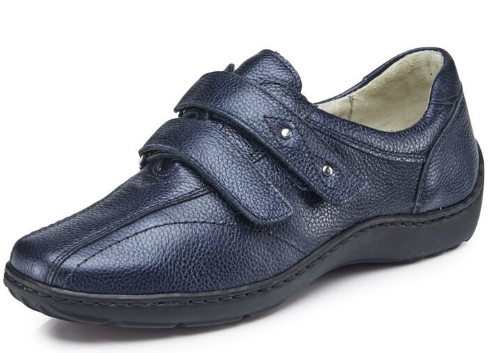 Waldl&auml;ufer, bequeme Damen-Slipper, Weite H, mit herausnehmbarem Fu&szlig;bett DUNKELBLAU