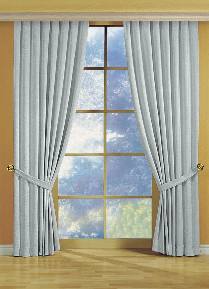 Fensterdekoration aus schwerer Thermo-Chenille-Qualit&auml;t HELLBLAU