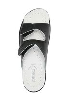 Zweierpack klassische Damen-Pantoletten, Weite H, mit Klettverschluss 1X WEISS, 1X SCHWARZ