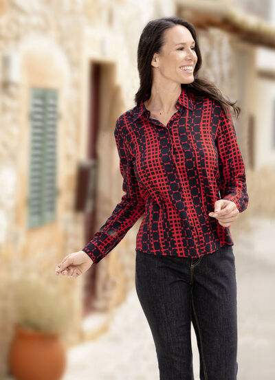 Bluse mit Hemdkragen 