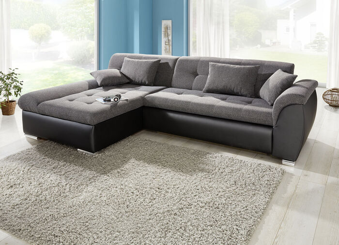 Polsterecke mit Bettfunktion SCHWARZ-SCHWARZ