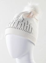 Stilvolle Damen-M&uuml;tze mit Glitzersteinchen NATURWEISS