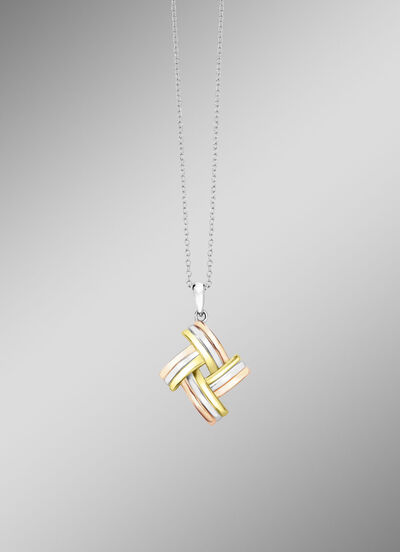 Modischer Knoten-Anh&auml;nger in Tricolor mit Ankerkette 