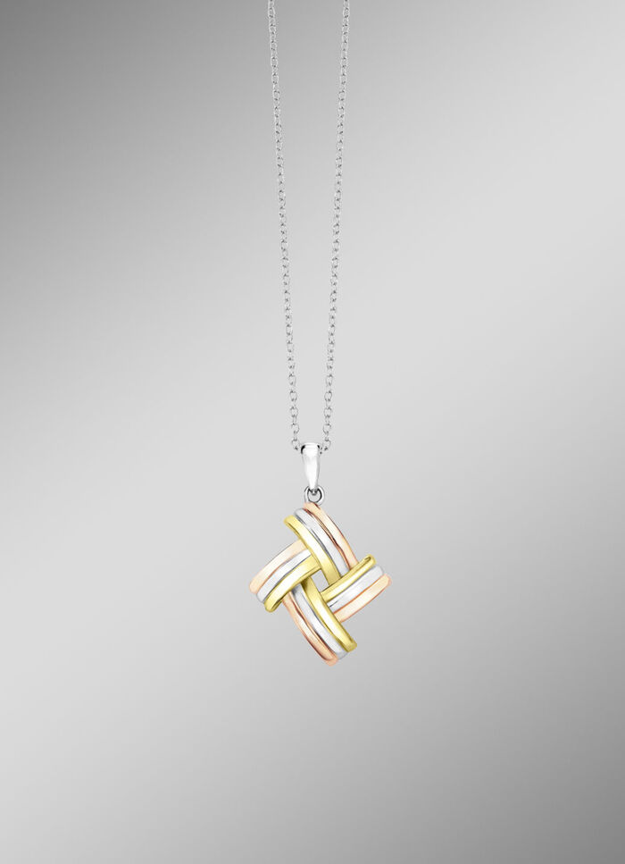 Modischer Knoten-Anh&auml;nger in Tricolor mit Ankerkette 