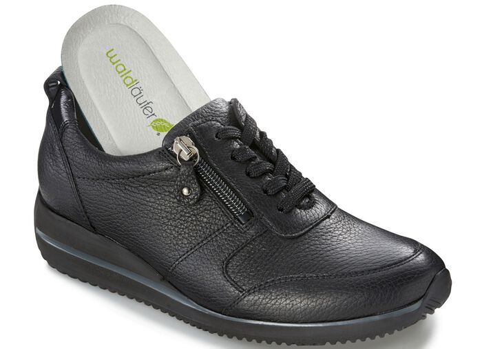 Waldl&auml;ufer, leichte Damen-Sneaker, Weite H, mit herausnehmbarem Fu&szlig;bett SCHWARZ